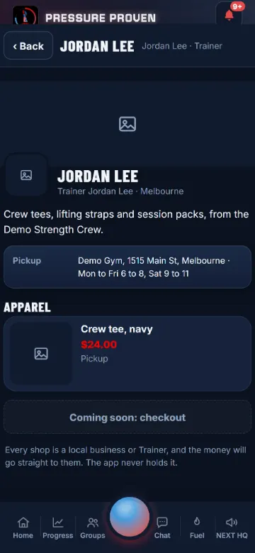 The storefront as a member sees it