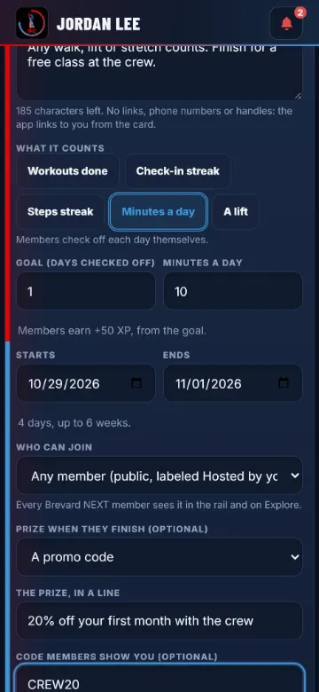 The New challenge form